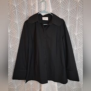 SLEEPER brand Women's size medium, off the duty piped, crepe pajama shirt